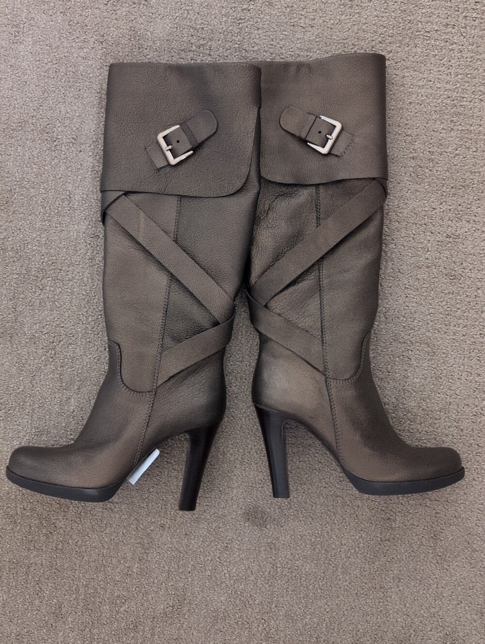 Via Spiga Hanna Metallic Bronze Leather Vintage Knee-High Boots - Picture 4 of 11